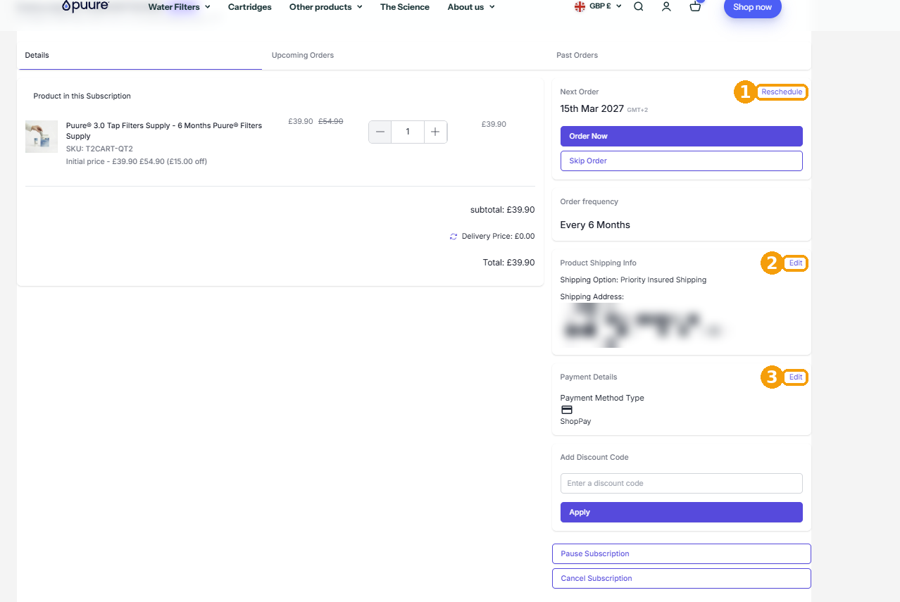 Subscription portal summary page